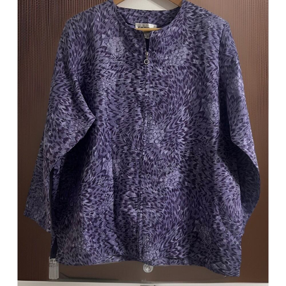 C. D. Daniels Fit & Fancy Zip Front Purple Suede Jacket Plus Size 0X